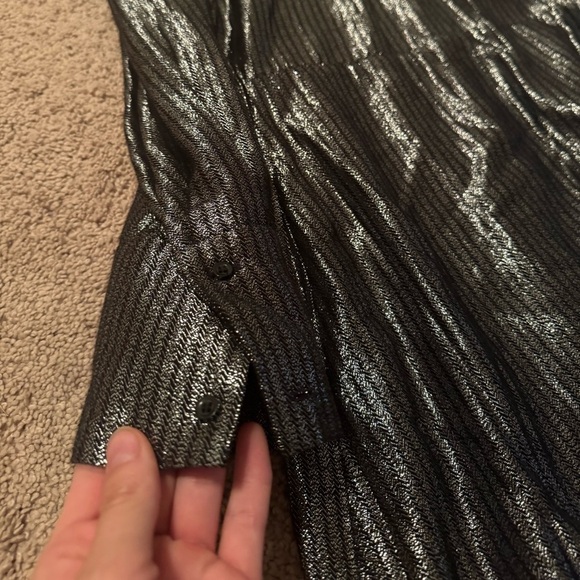 Maje- Black Metallic Ralery Longsleeve Mini Dress - Picture 6 of 6